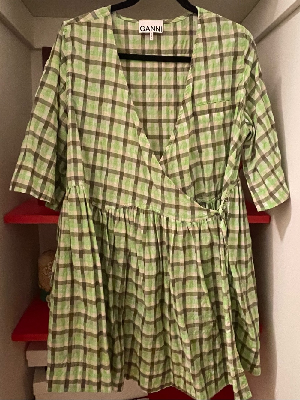 Ganni mini wrap dress